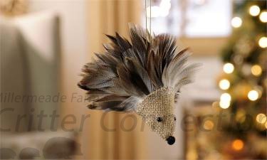Feather & Burlap Hedgehog Ornament