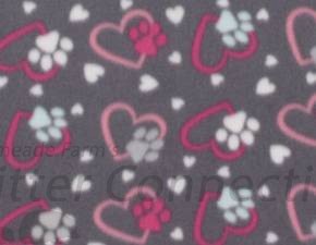 Pink gray hearts paws